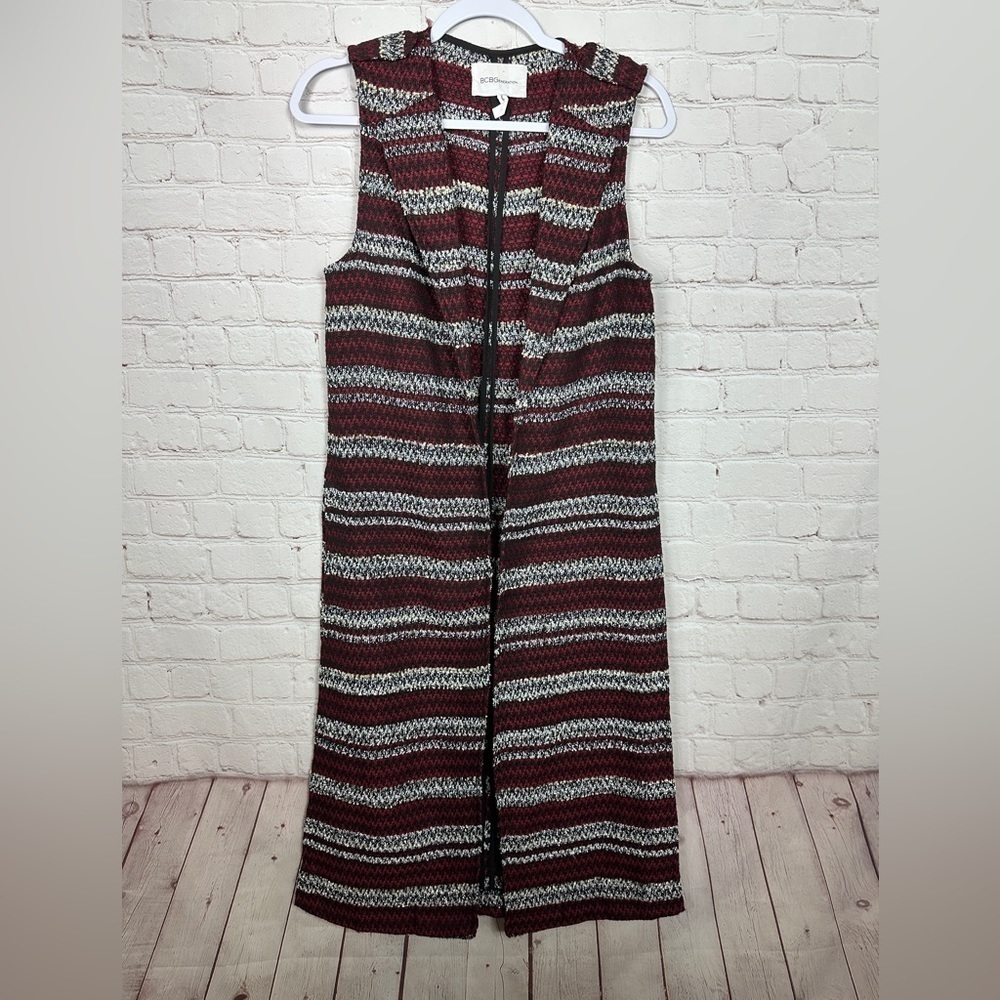 BCBGENERATION long VEST DUSTER cardigan open sides‎ boho western, sz XS